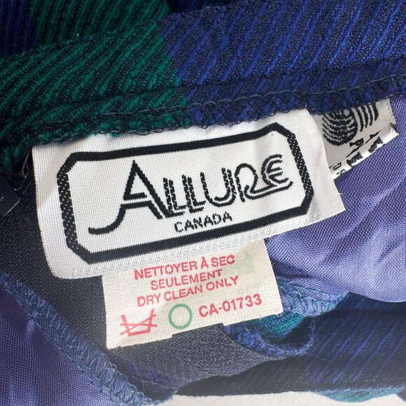 Allure Canada Green Blue Window Pane Plaid Wool Skirt M - Picture 5 of 5